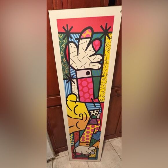 romero britto picture art frame long photo limited edition signed the hug 1993 - Picture 1 of 10